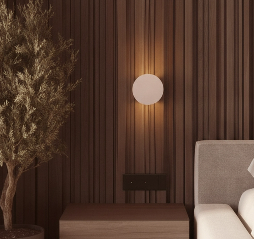 Ronde wandlamp Awa wit Ø 15,5cm