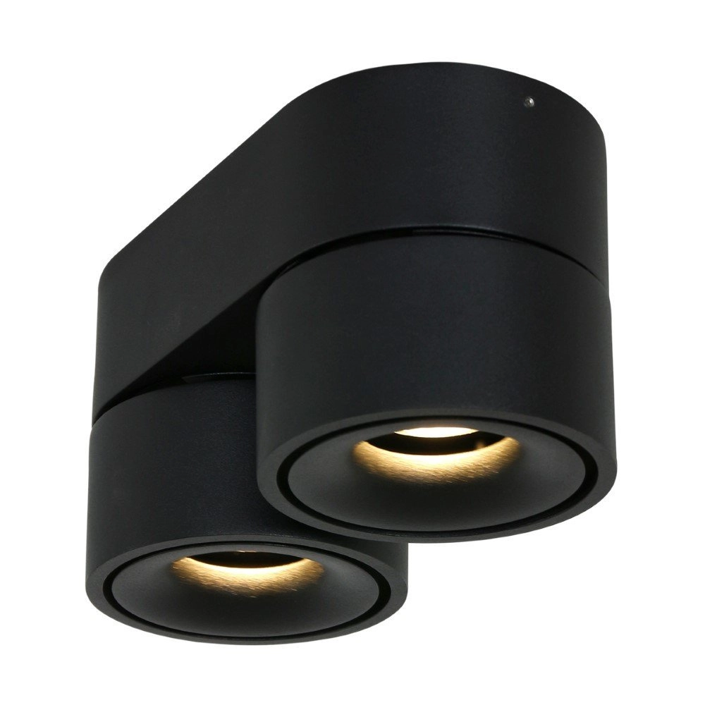 Strakke opbouwspot Fez Black 2-lichts zwart Steinhauer 8712746132502