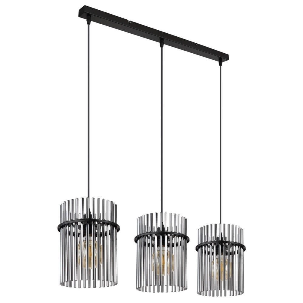 Zwarte hanglamp Gorley met smoke glas 3-lichts Globo 9007371445790