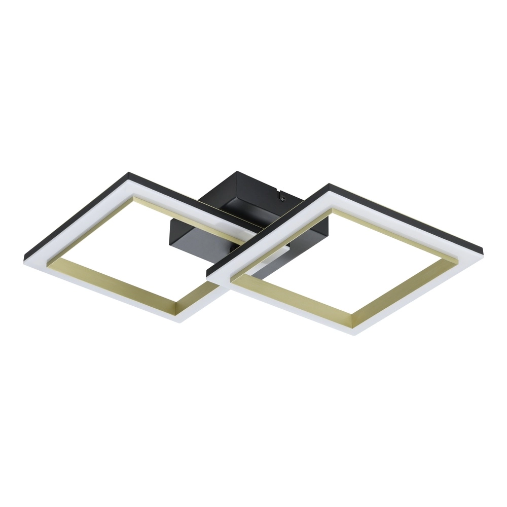Slimme plafondlamp Calliera 53cm - zwart met goud - vierkant