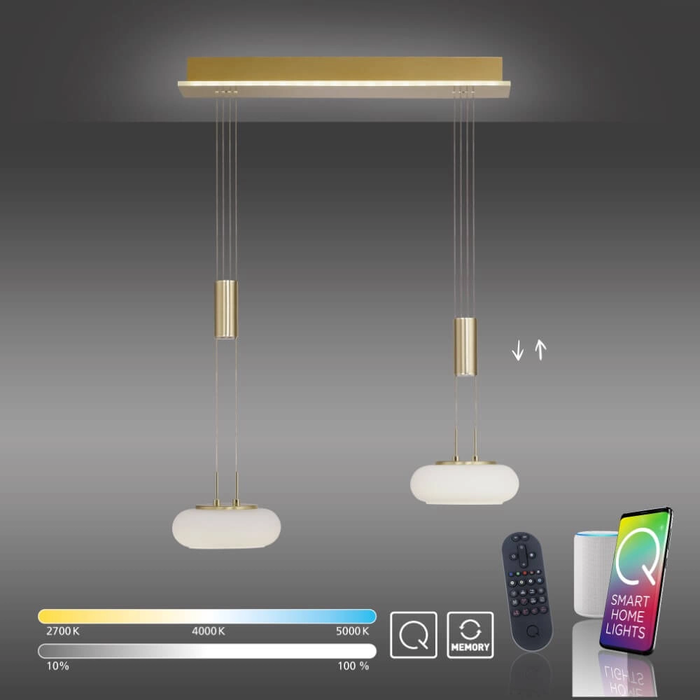 2-lichts hanglamp Q-Etienne messing Paul Neuhaus 4012248350416