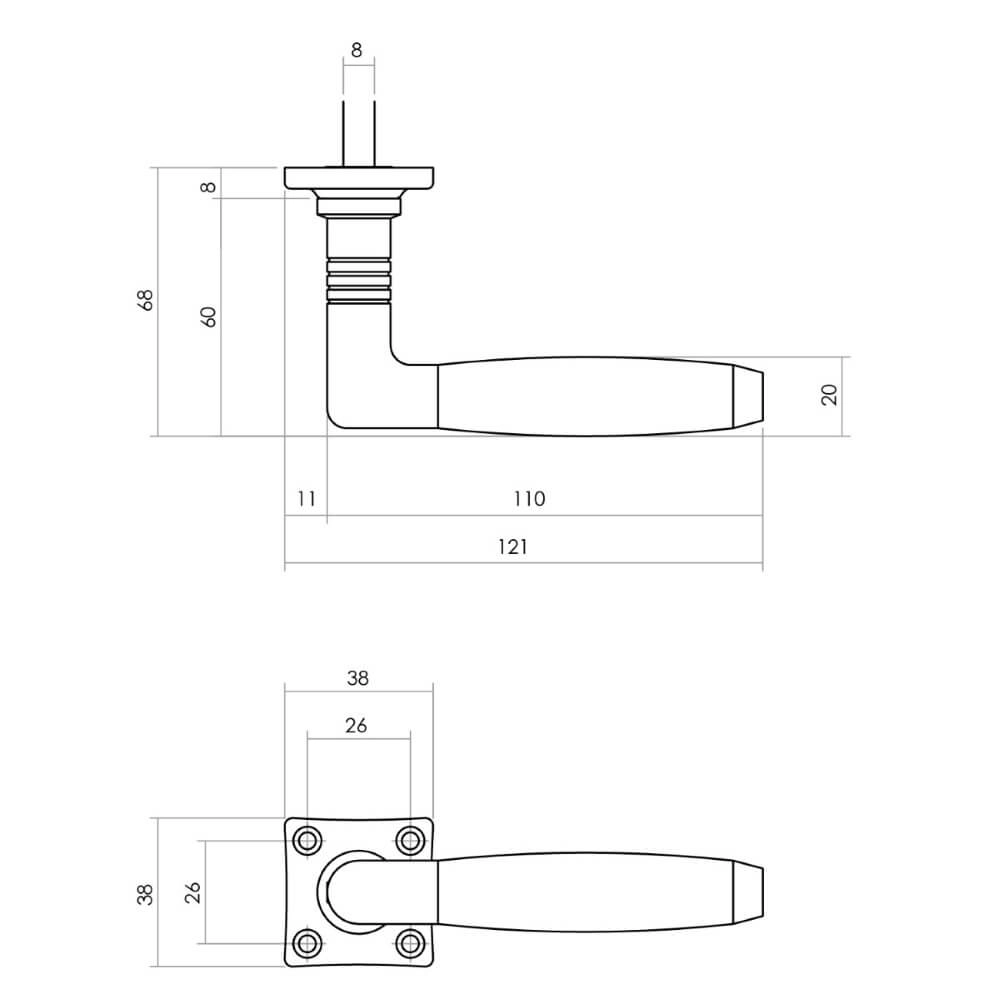 Deurklink Ton 400 messing getrommeld Intersteel 8714186485811