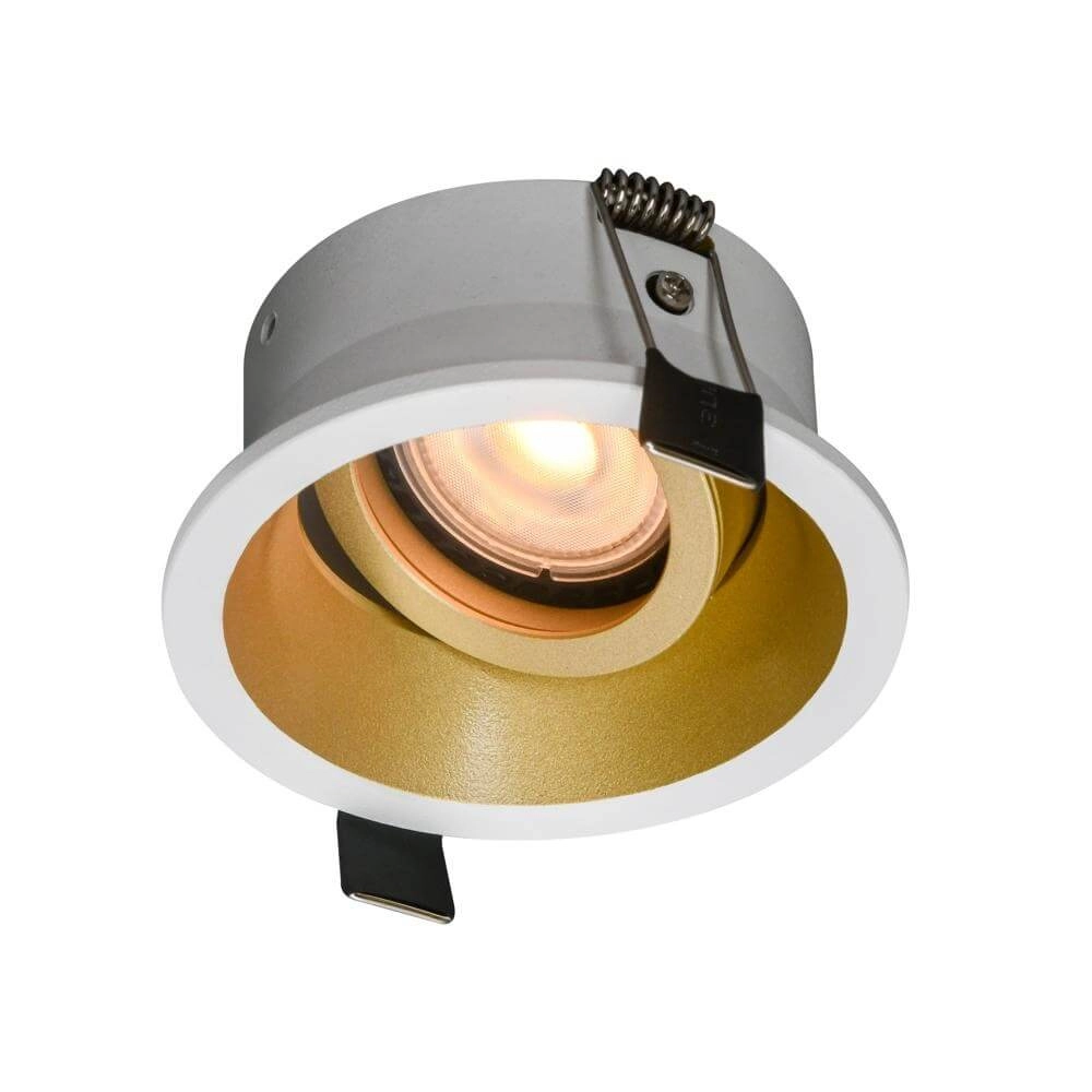 Ronde inbouwspot Roura wit met gouden binnenkant