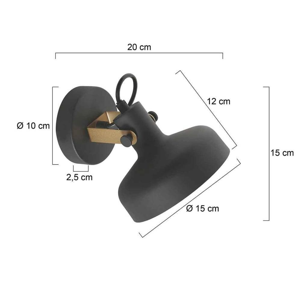 Wandlamp Prato zwart met goud Steinhauer 8712746176377