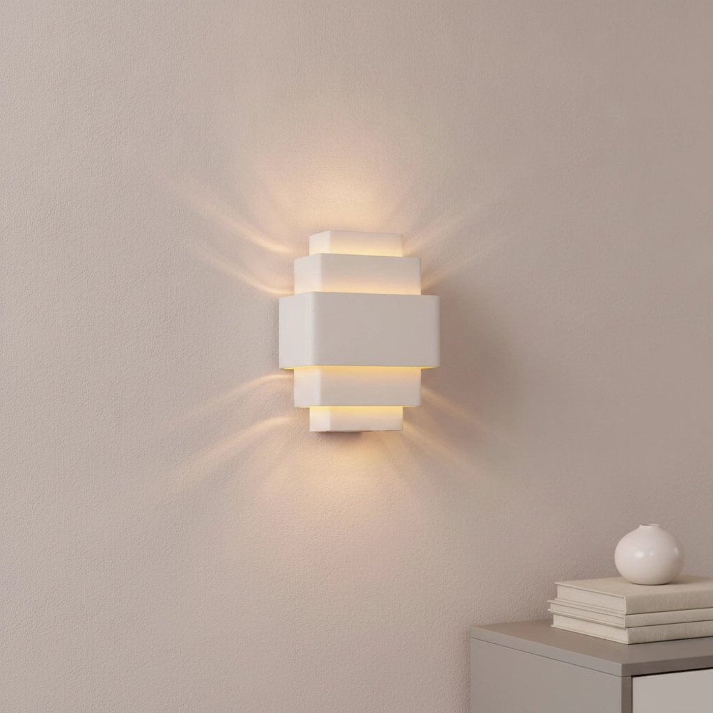 Design wandlamp Layers wit met gouden binnenkant