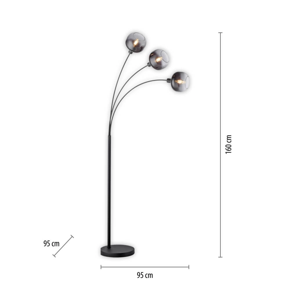 Zwarte vloerlamp Zea 3-lichts Just Light 4043689993764