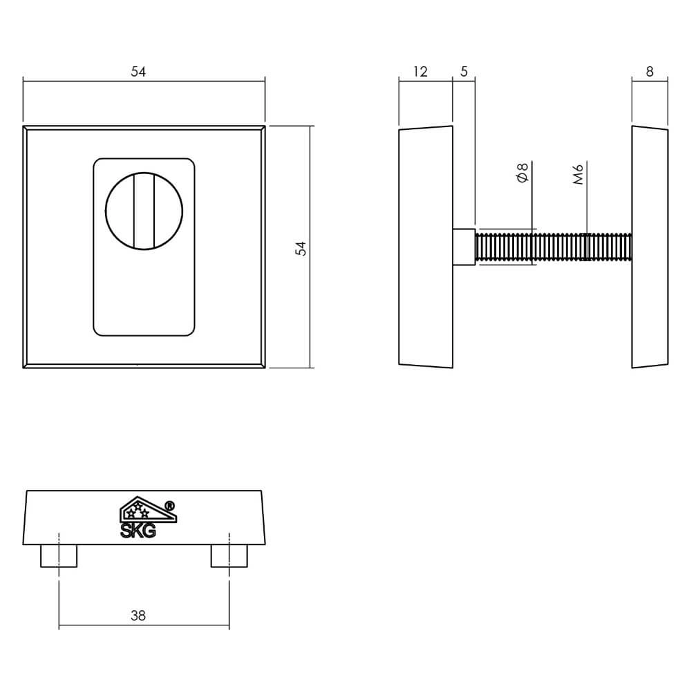 Veiligheidsrozet Salus vierkant messing getrommeld Intersteel 8714186676127