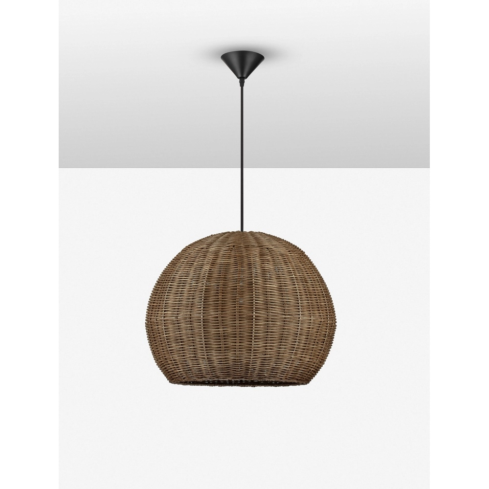 Hanglamp Rielo zwart met rotan Lyora 5212017487957