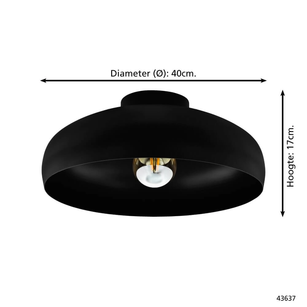 Slaapkamer plafondlamp Mogano zwart Ø 40cm Eglo 9002759436377