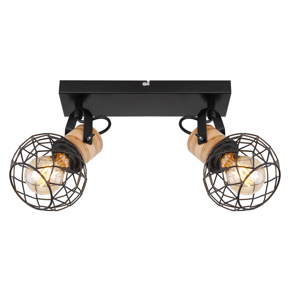 Wandlamp Lacky 2-lichts zwart Globo 9007371417360