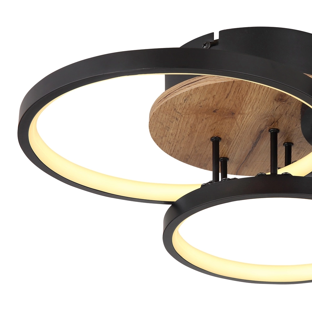 Zwarte plafondlamp Sid design met hout Globo 9007371436392