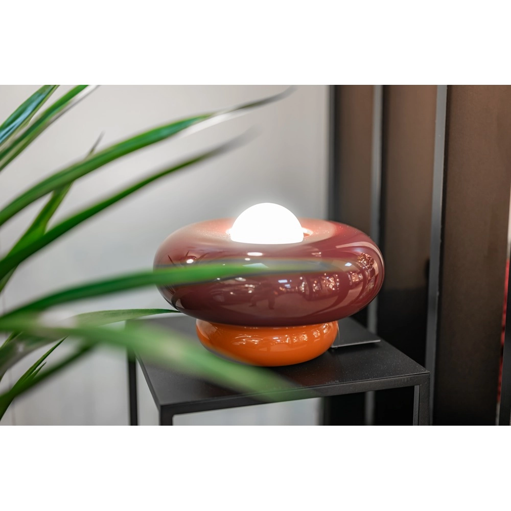 Design tafellamp Torchiarolo oranje met bordeaux rood Eglo 9008606405541