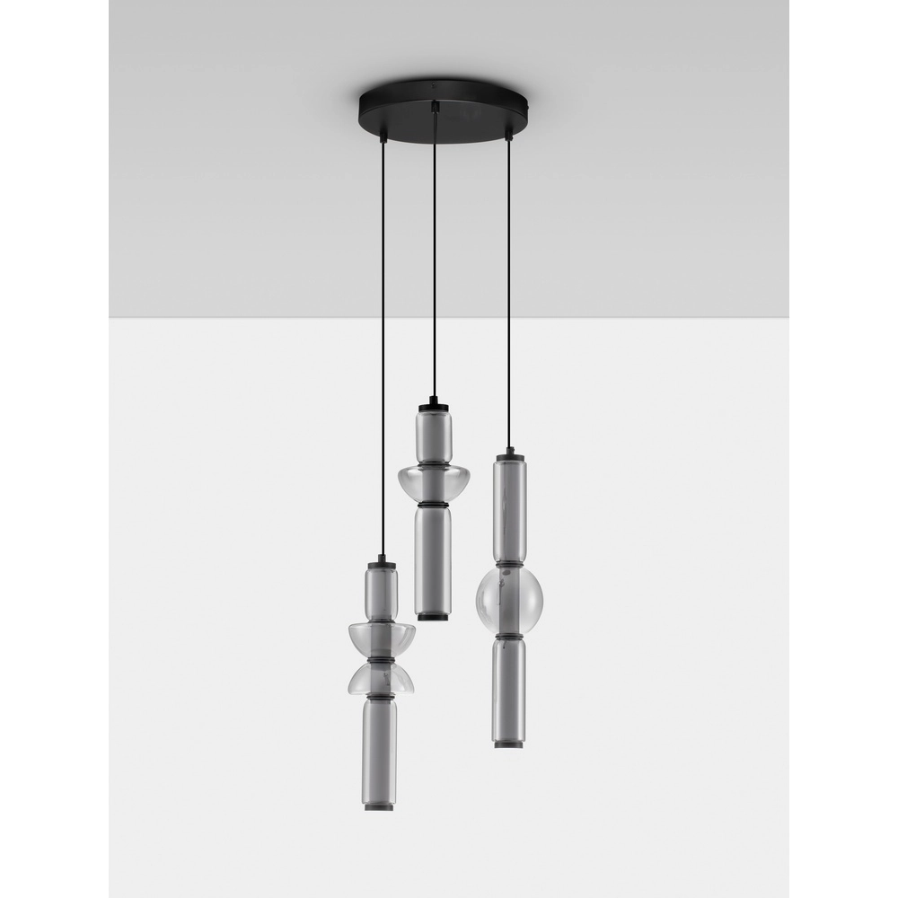 Design hanglamp Ulon 3-lichts smoke glas Lyora 5212017474193