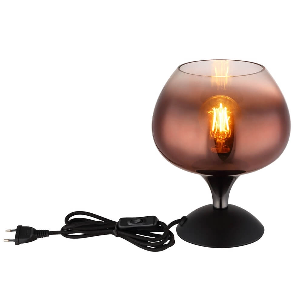 Zwarte tafellamp Maxy met rood glas Ø 15cm Globo 9007371462148