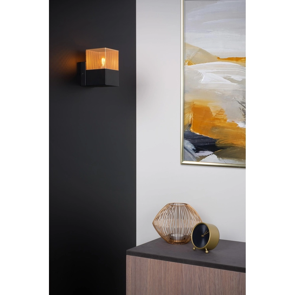 Design wandlamp Renate zwart met goud Lucide 5411212211286