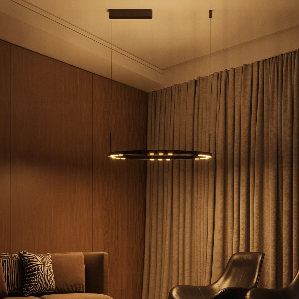 Strakke hanglamp Lunette zwart Ø 660cm