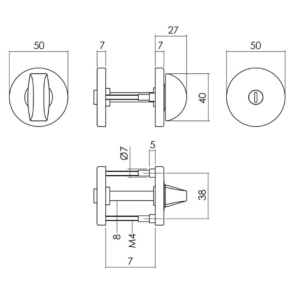 WC-sluiting Tira aluminium zwart Ø 5cm Intersteel 8714186505427
