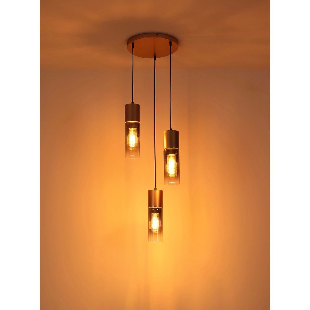 3-lichts hanglamp Annika bruin design Globo 9007371528905
