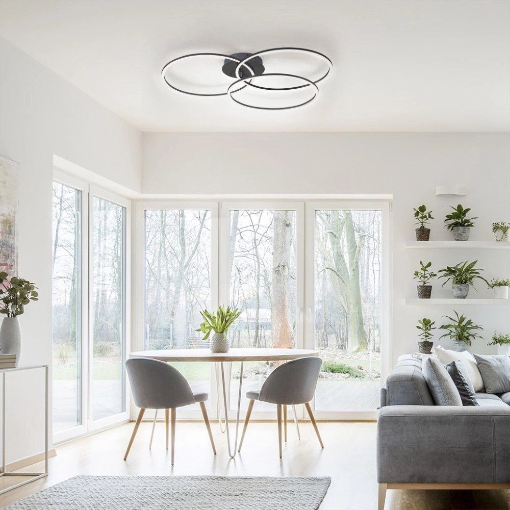 Plafondlamp Ivanka 3-rings zwart Just Light 4043689970567