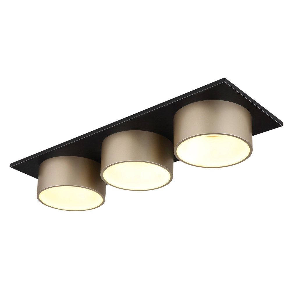 3-lichts plafondlamp Raymond zwart met champagne