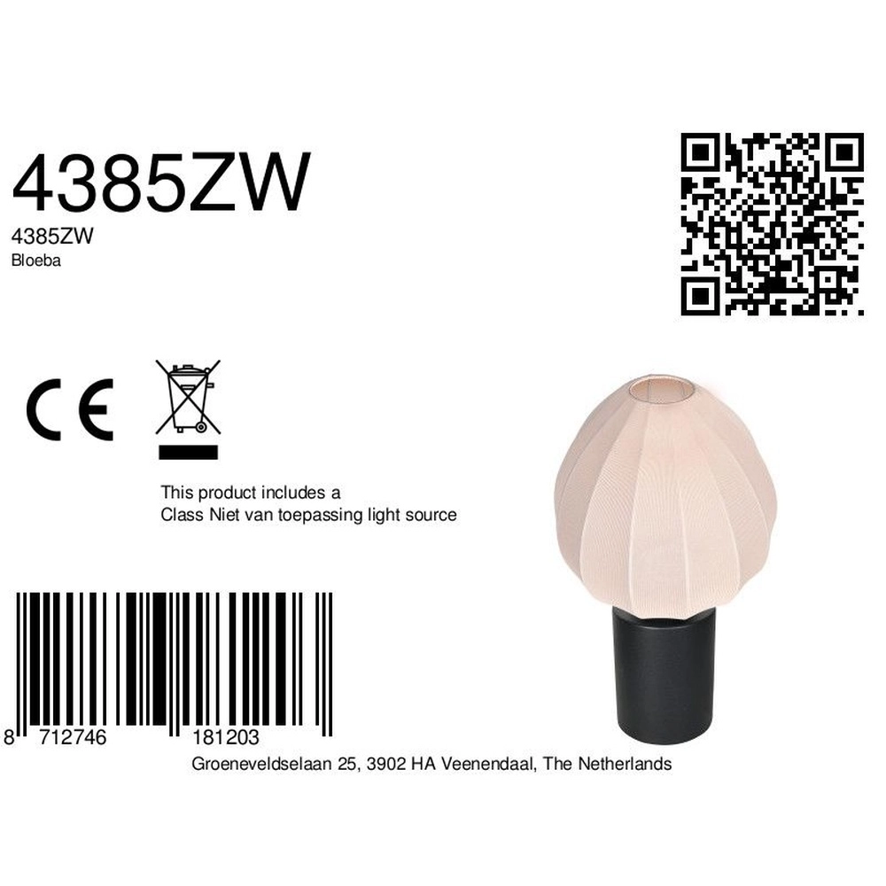 Tafellamp Bloeba crème kap Ø 25cm Steinhauer 8712746181203