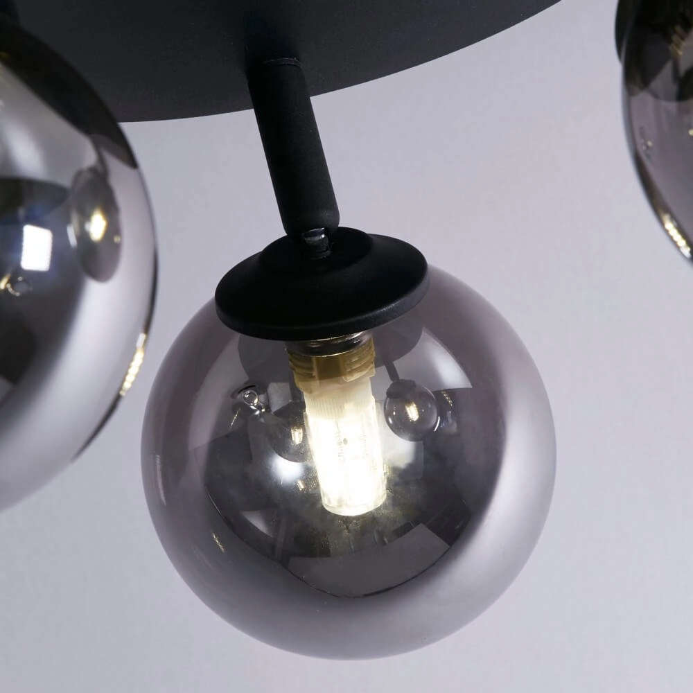 3-lichts plafondlamp Crosby zwart met smoke glas Searchlight 5053423242002