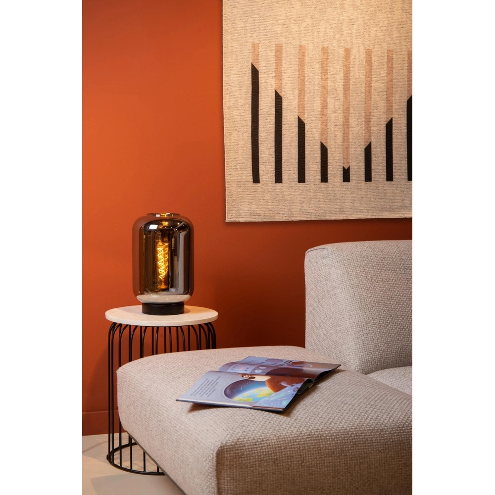 Tafellamp Joanet zwart met smoke glas Lucide 5411212452177