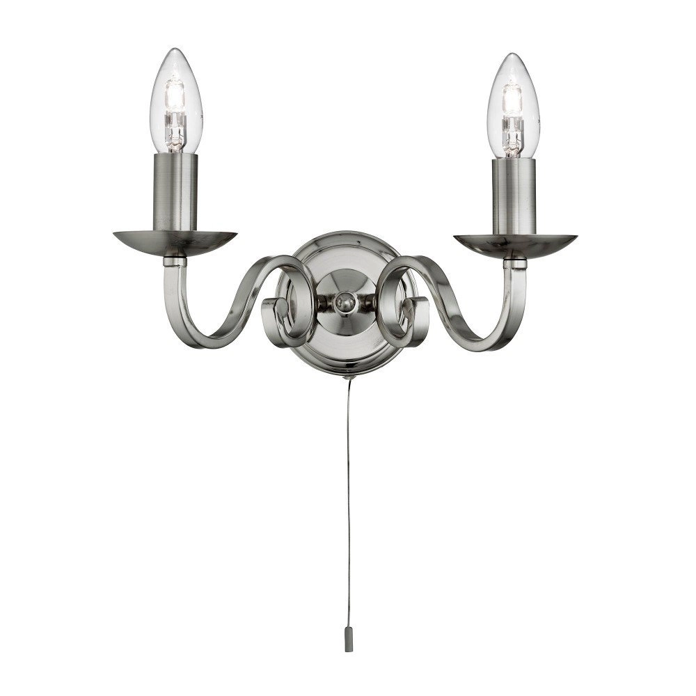 Klassieke wandlamp Richmond 2-lichts mat zilver