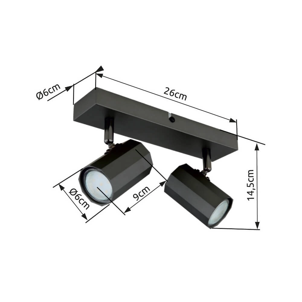 Grijze plafondlamp James dubbel Globo 9007371459834