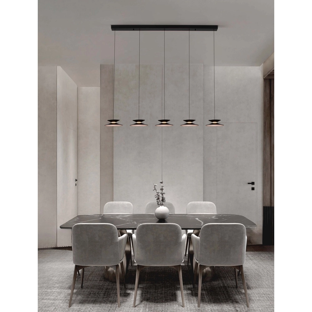 Design hanglamp Morfi recht 5-lichts zwart