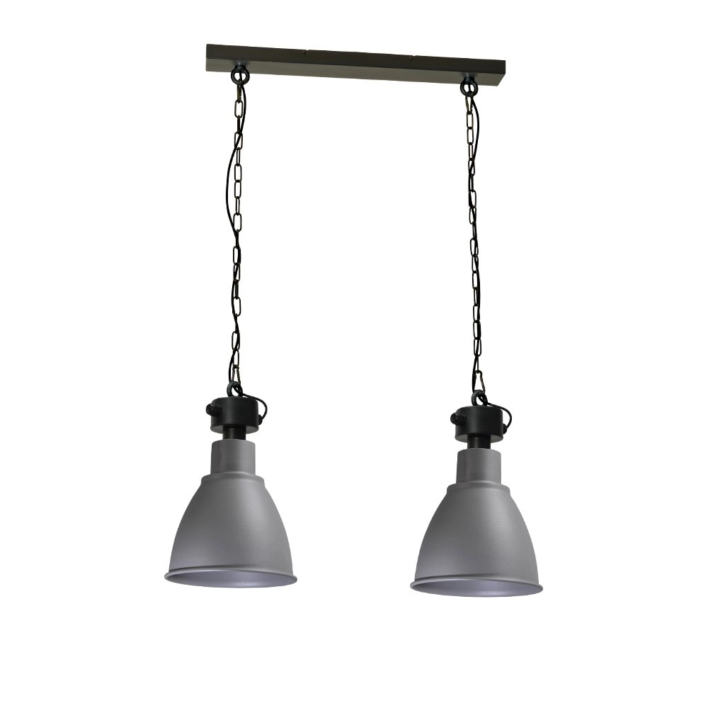 Eetkamerlamp Industria 2x27 Bud 2-lichts zwart met betongrijs