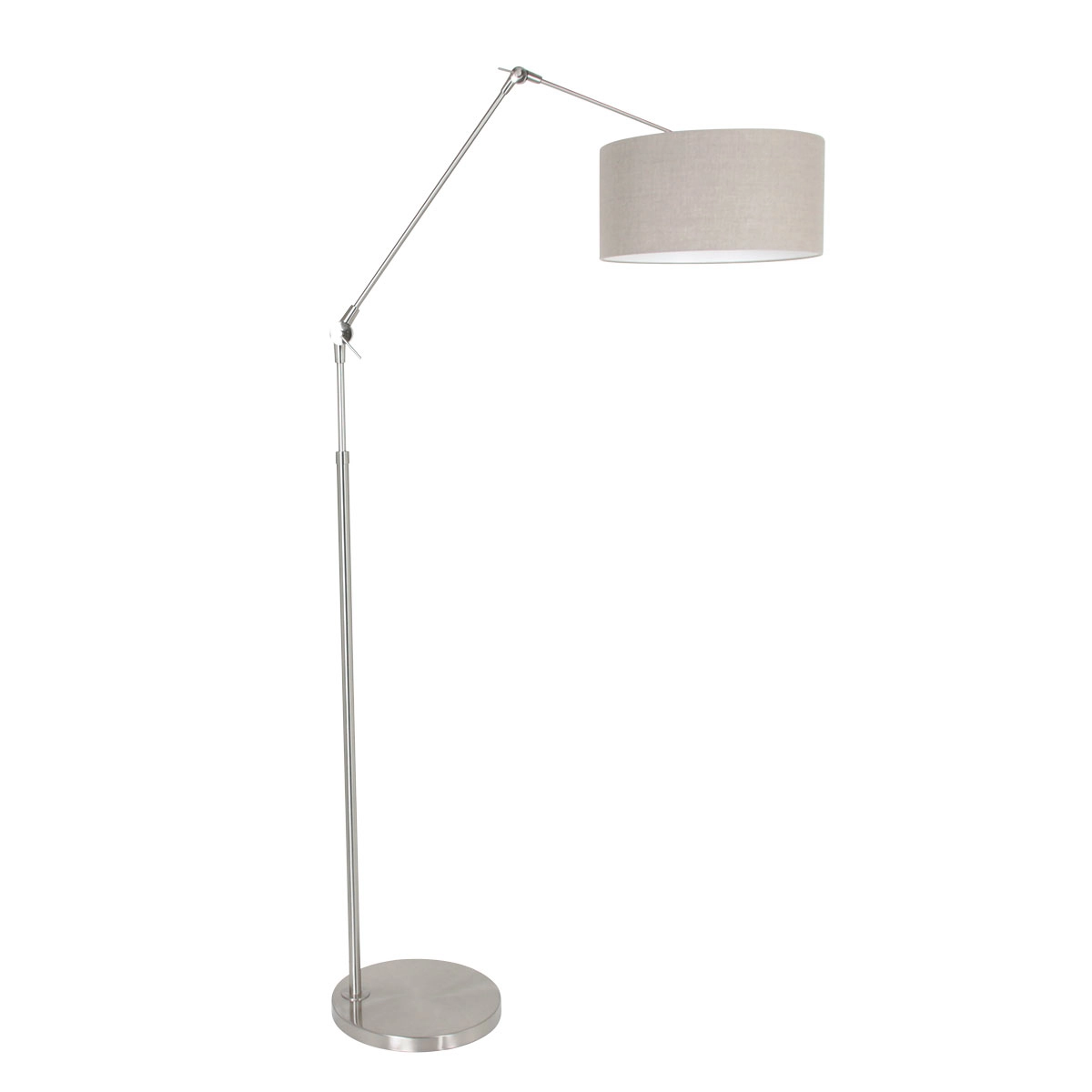 Vloer Leeslamp Prestige Chic RVS met 40cm taupe lampenkap