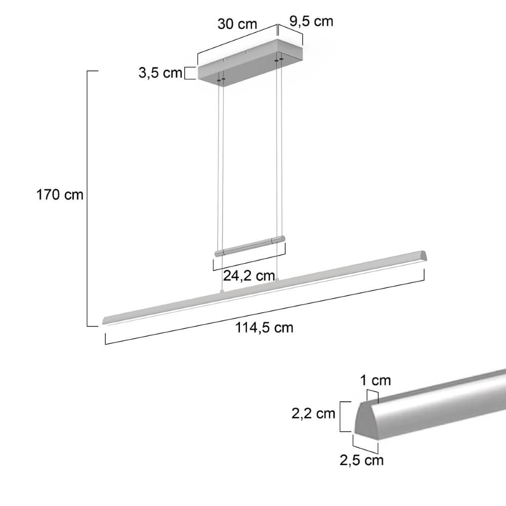 RVS hanglamp Profilo in hoogte verstelbaar Steinhauer 8712746148480