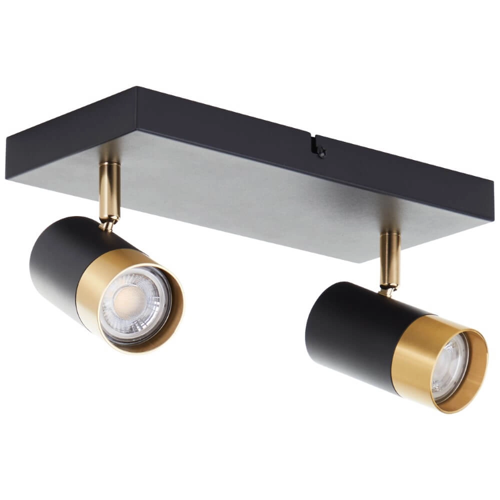 2-lichts opbouwspot Vigolo zwart met goud Brilliant 4004353441325