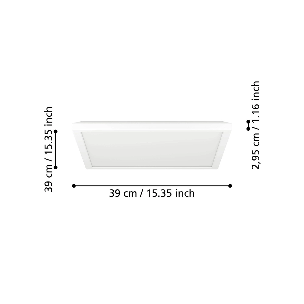 Badkamer plafondlamp Rovito vierkant - wit - 39x39cm Eglo 9008606329953