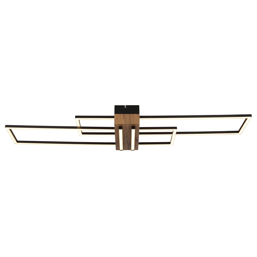 Moderne plafondlamp Dakari zwart met hout Globo 9007371528479