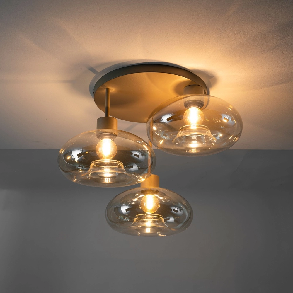 Design plafondlamp Serene 3-lichts zand bruin