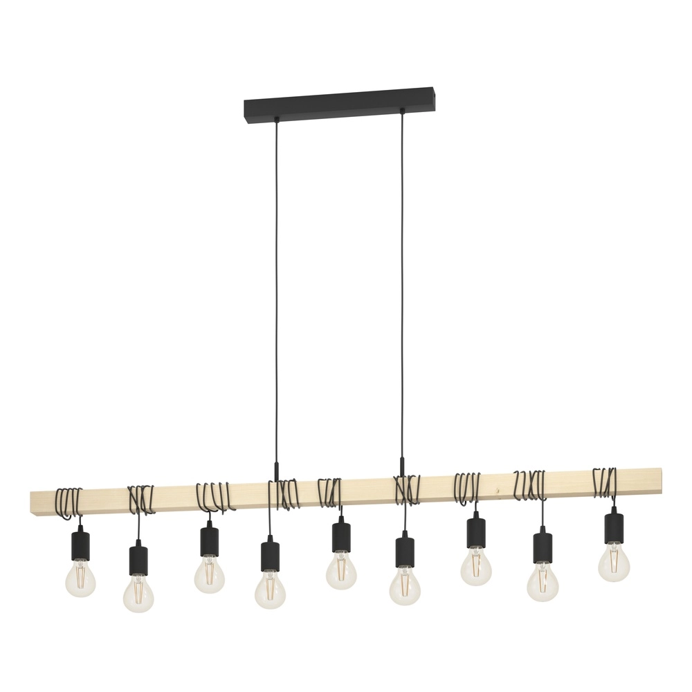 Eettafel hanglamp Townshend 9x E27 - hout