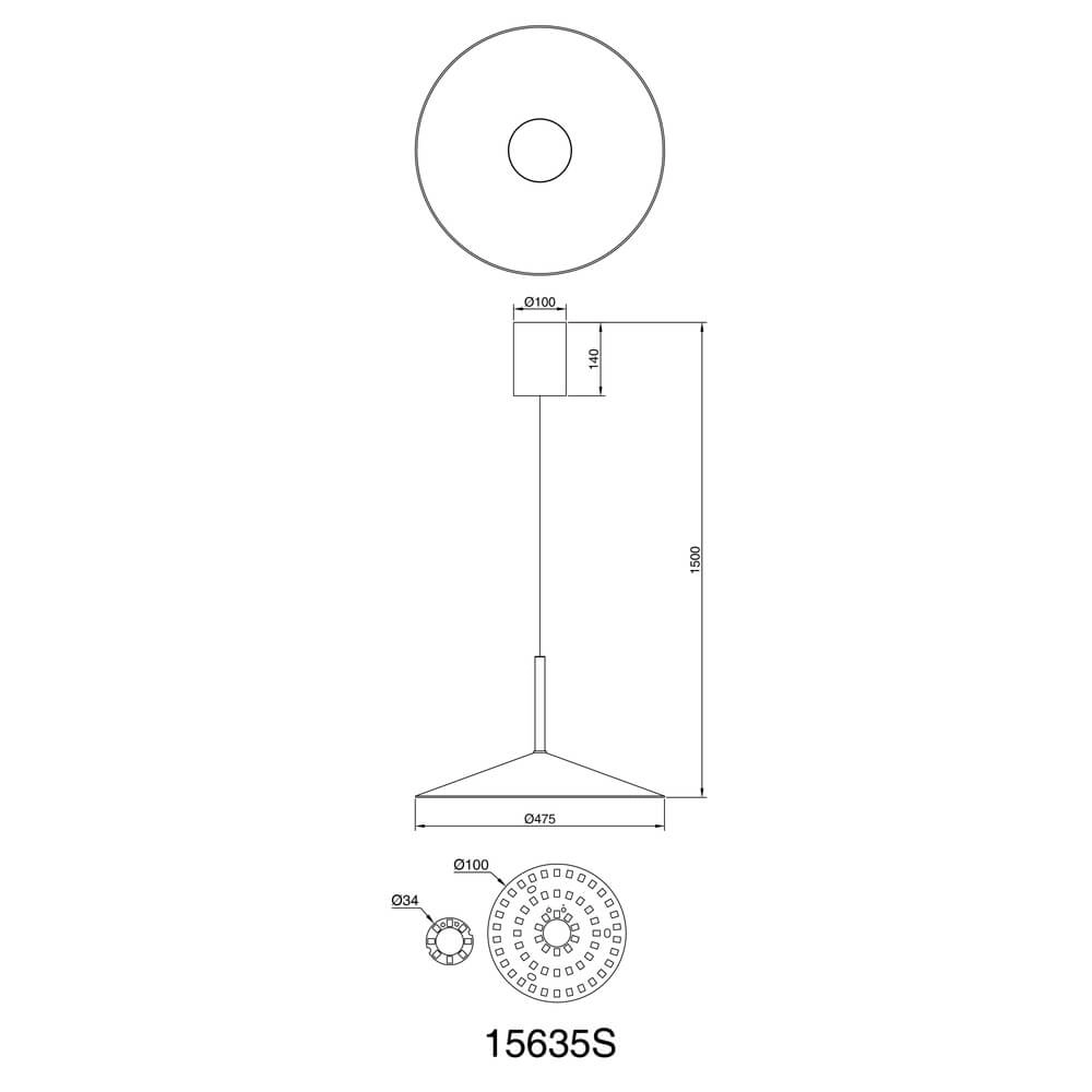Ronde hanglamp Lampone zwart design Ø 47,5cm Globo 9007371456376