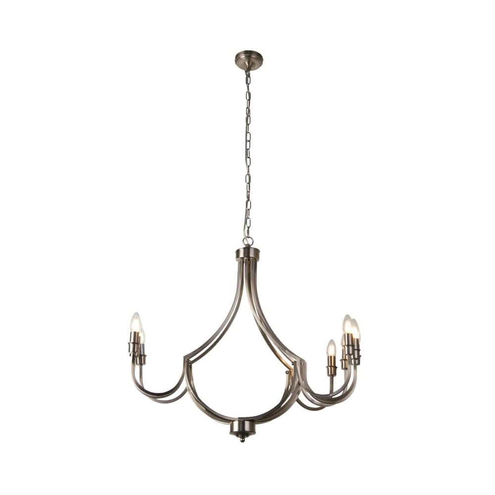 Klassieke hanglamp Lodge 8-lichts zilver