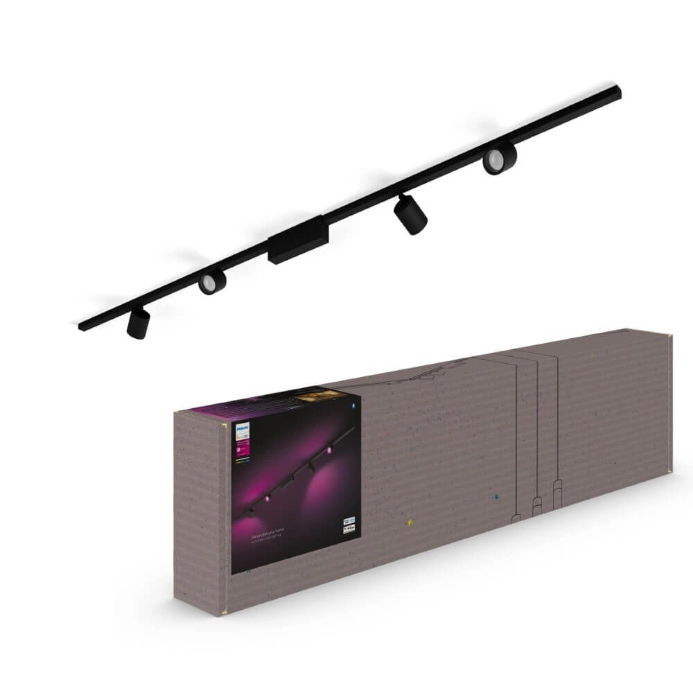 Hue Perifo - White and color set van 4 spots zwart Philips 8719514407763