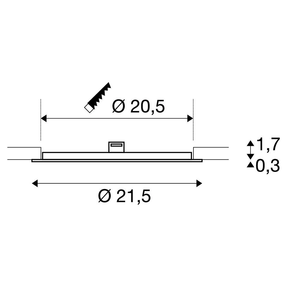 Inbouw plafonnière Senser Ø 21,5cm SLV 4024163232005