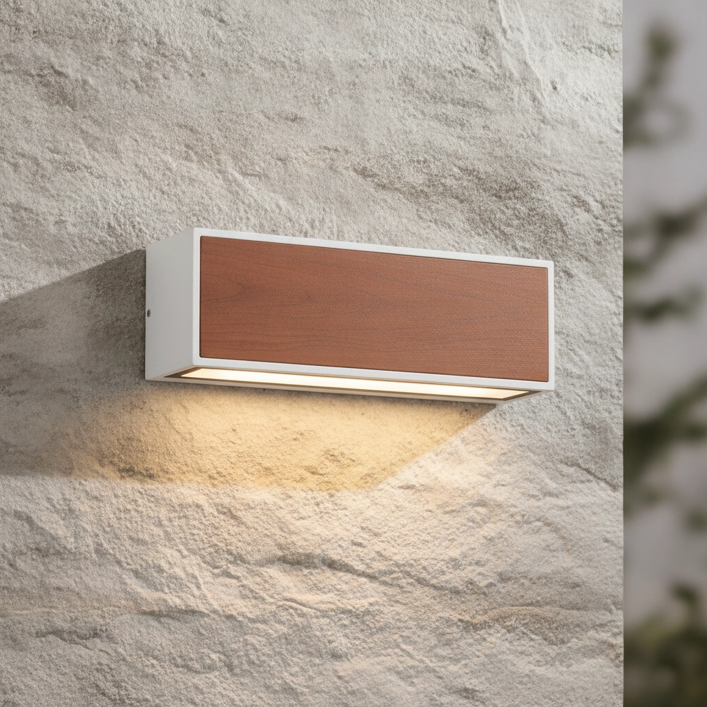Solar wandlamp Brown wit met hout