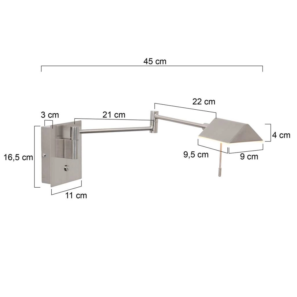 Wand leeslamp Retina metaal grijs Steinhauer 8712746165098