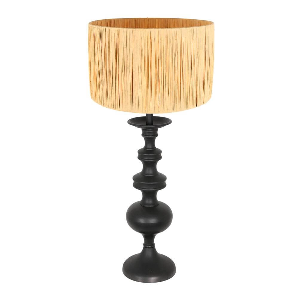 Tafellamp Lyons zwart met strokleurige kap Steinhauer 8712746172492