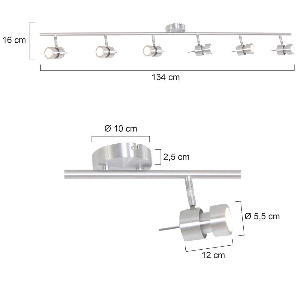 Led plafondspot Natasja Led 6-lichts grijs Steinhauer 8712746112054