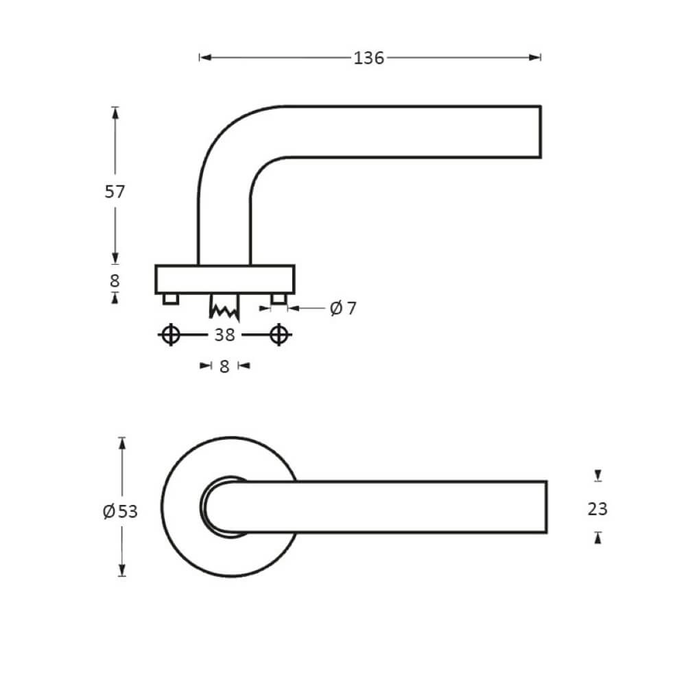 Deurklink Blok met nok 7mm RVS Intersteel 8714186130155