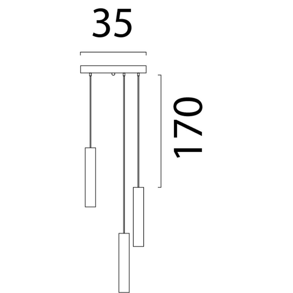 Hanglamp Run Ø35 ronde plaat - 3x GU10 - antiek koper Masterlight 8718121206653