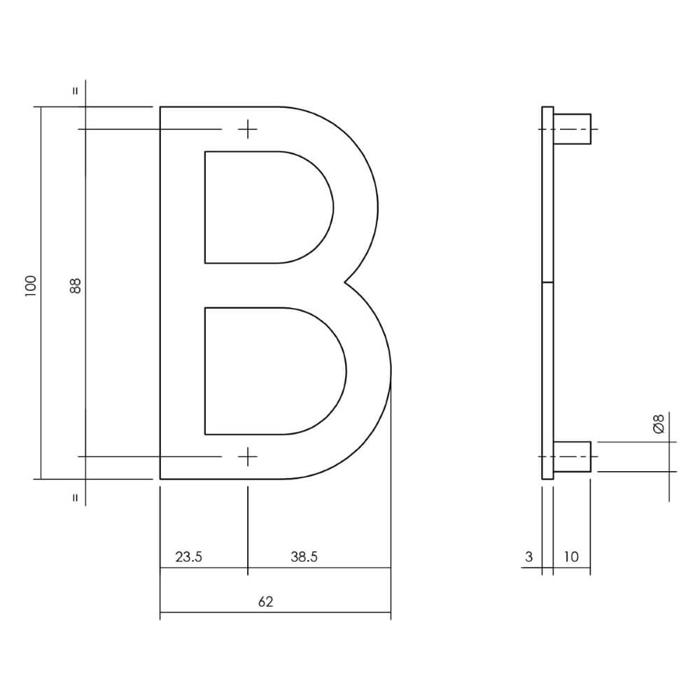 Huisletter B Numbra 10cm zwart Intersteel 8714186541692