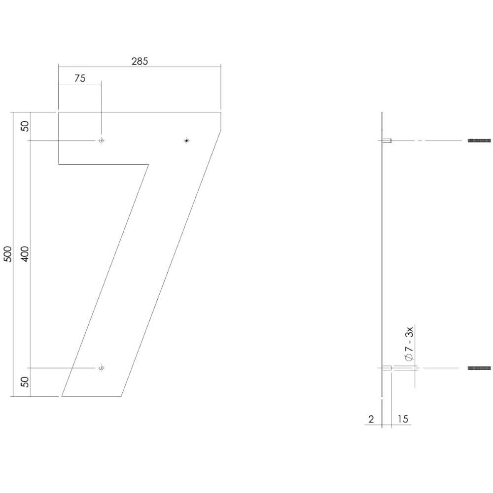 Huisnummer 7 XXL Numbra 50cm RVS Intersteel 8714186503249